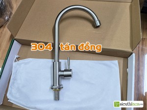 Vòi rửa bát cổ cứng CF001N xoay 360 độ, inox 304 tán ren đồng