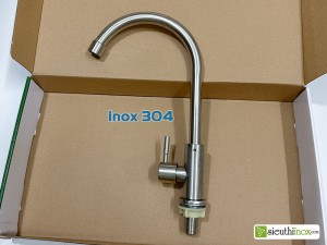 Vòi rửa bát cổ cứng xoay 360 độ, loại tốt, inox 304