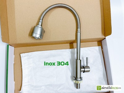 Vòi rửa bát cổ mềm xoay 360 độ, inox 304