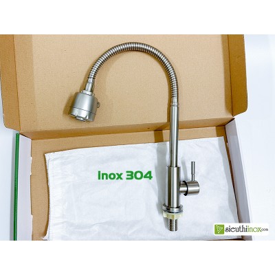 Vòi rửa bát cổ mềm xoay 360 độ, inox 304 Vòi rửa bát cổ mềm xoay 360 độ, inox 304