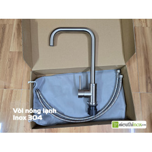 Vòi rửa nóng lạnh inox 304 cổ cứng xoay, CF104 vuông Vòi rửa nóng lạnh inox 304 cổ cứng xoay, CF104 vuông