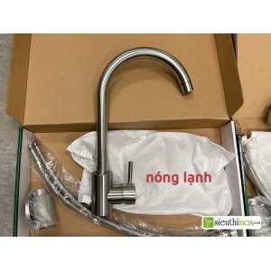 Vòi nóng lạnh inox 304 cổ cứng xoay, KM001 Vòi nóng lạnh inox 304 cổ cứng xoay, KM001