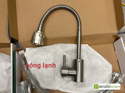 Vòi nóng lạnh inox 304 cổ sun mềm xoay, KM031