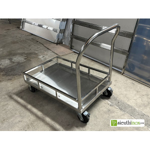 Xe đẩy nồi 1 tầng có thành chắn, 90x60cm Xe đẩy nồi 1 tầng có thành chắn, 90x60cm