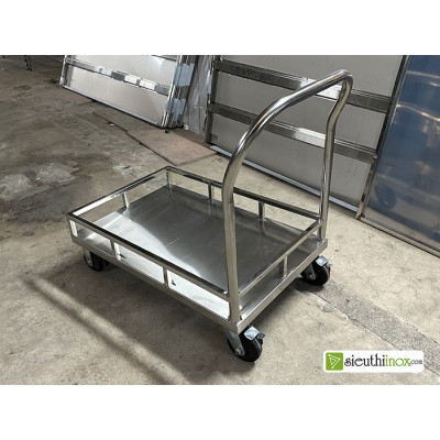 Xe đẩy nồi 1 tầng có thành chắn, 90x60cm Xe đẩy nồi 1 tầng có thành chắn, 90x60cm