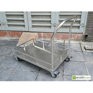 Xe đẩy inox 1 tầng có lan can, KT 100x60 Xe đẩy inox 1 tầng có lan can, KT 100x60