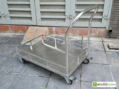 Xe đẩy inox 1 tầng có lan can, KT 100x60