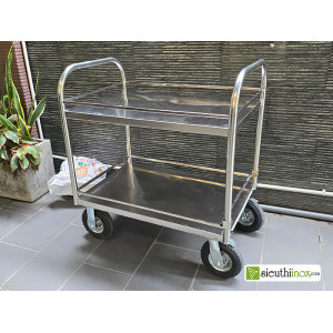 Xe đẩy 2 tầng bánh lốp bơm hơi Xe đẩy 2 tầng bánh lốp bơm hơi