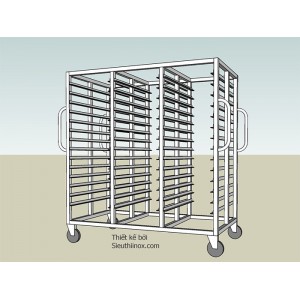 Xe đẩy chia khay cơm inox Xe đẩy chia khay cơm inox