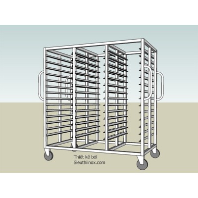 Xe đẩy chia khay cơm inox