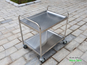 Xe đẩy inox 2 tầng, KT 90x60