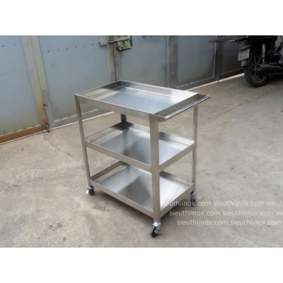 Xe đẩy inox 3 tầng dạng khay