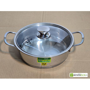 Nồi inox 3 đáy nắp kính, loại inox 304 Nồi inox 3 đáy nắp kính, loại inox 304