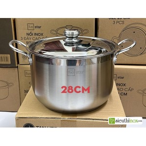 Nồi inox 3 đáy 30cm, chính hãng Fivestar, dùng làm nồi luộc, nồi hầm bếp từ Nồi inox 3 đáy 30cm, chính hãng Fivestar, dùng làm nồi luộc, nồi hầm bếp từ