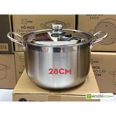 Nồi inox 3 đáy 30cm, chính hãng Fivestar, dùng làm nồi luộc, nồi hầm bếp từ Nồi inox 3 đáy 30cm, chính hãng Fivestar, dùng làm nồi luộc, nồi hầm bếp từ