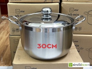 Nồi inox 3 đáy 30cm, Fivestar, inox 430 bếp từ