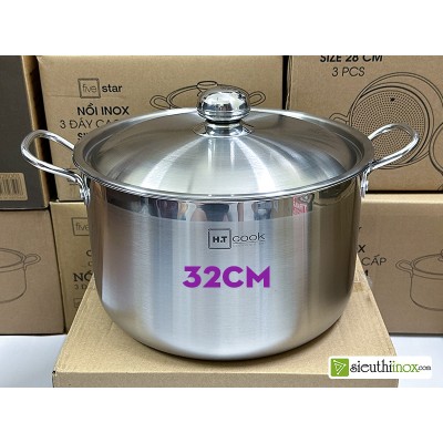 Nồi inox 1 đáy 32cm HT cook dùng làm nồi hầm, nồi luộc gà Nồi inox 1 đáy 32cm HT cook dùng làm nồi hầm, nồi luộc gà