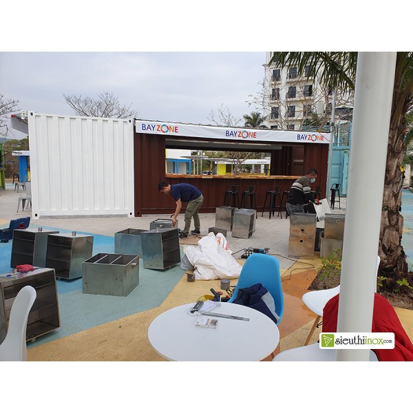 Lắp đặt thùng bẫy mỡ inox cho các gian hàng khu vui chơi giải trí BayZone Hạ Long