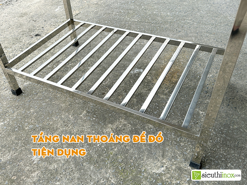 bàn inox 2 tầng 1000x600