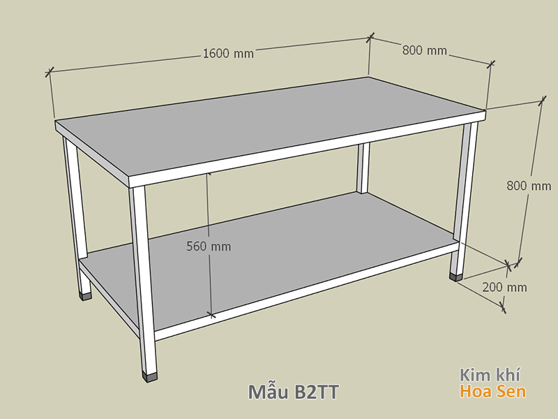 mẫu bàn inox 2 tầng