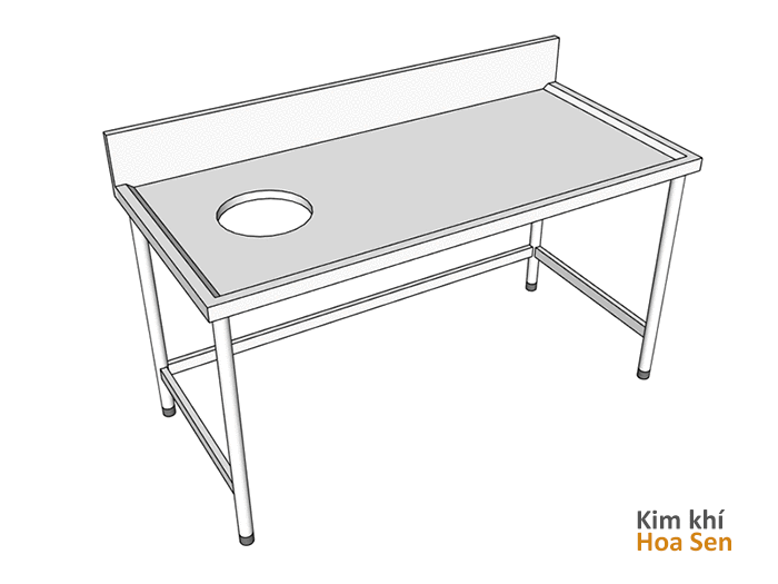 bàn inox có lỗ xả rác