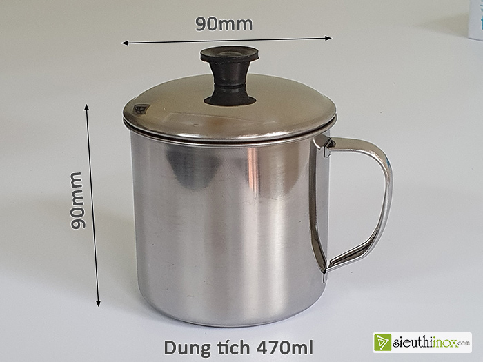 kích thước ca inox có nắp 9cm