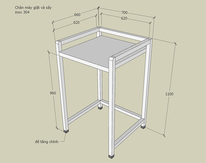 bản vẽ chân kệ máy giặt máy sấy