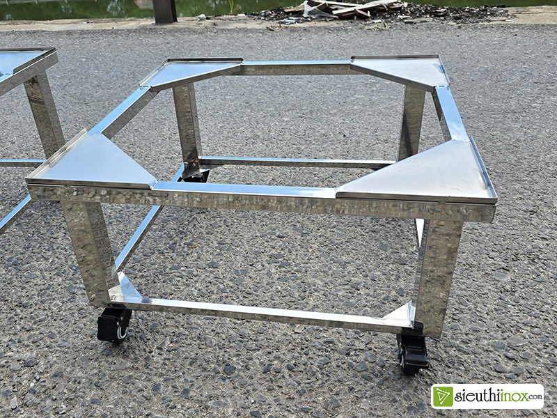 chân kê tủ lạnh inox có bánh xe