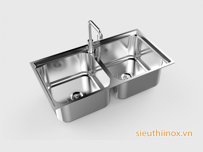 chậu rửa bát inox 2 hố s82 sơn hà