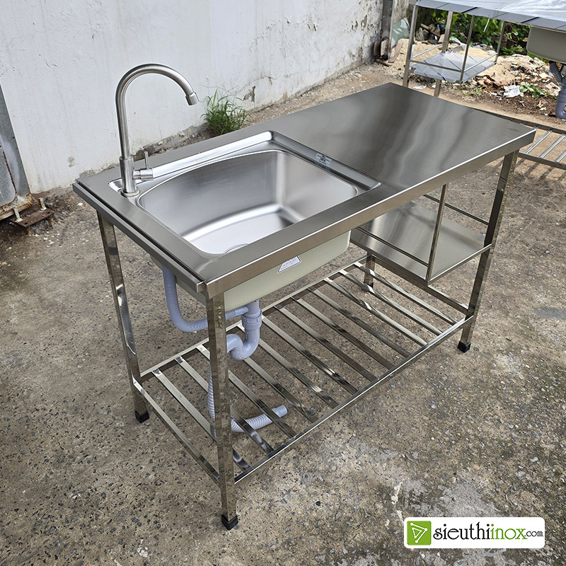 Kệ bếp inox kèm chậu rửa 1 hố có vòi