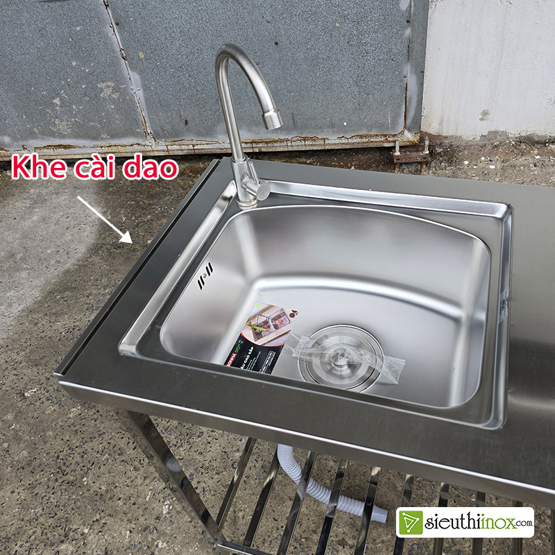 Kệ bếp inox kèm chậu rửa 1 hố có vòi