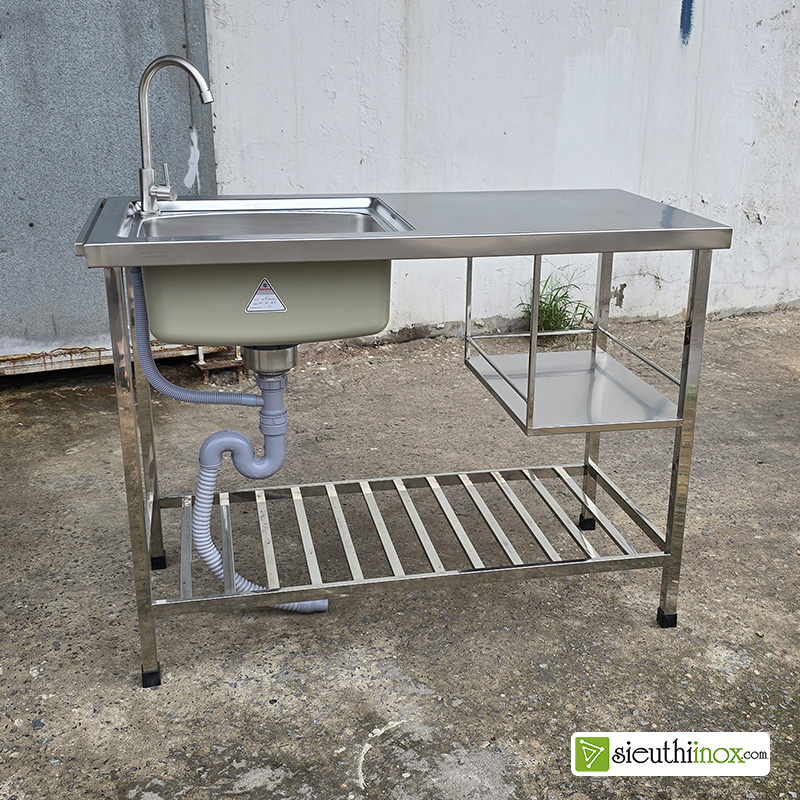Kệ bếp inox kèm chậu rửa 1 hố có vòi