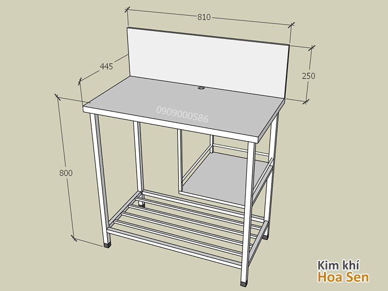 Kệ bếp inox có thành chắn sau