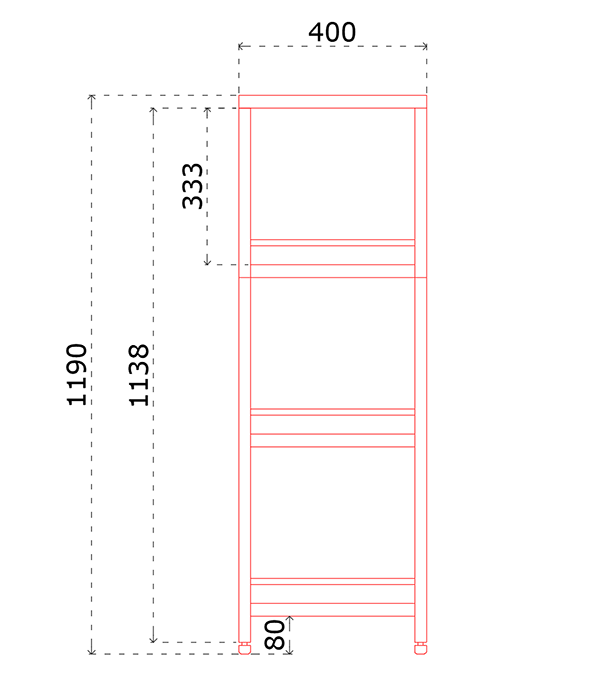 bản vẽ kệ inox 4 tầng