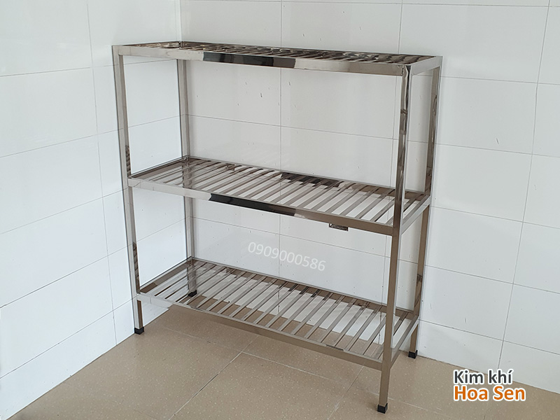 Kệ inox 3 tầng nan