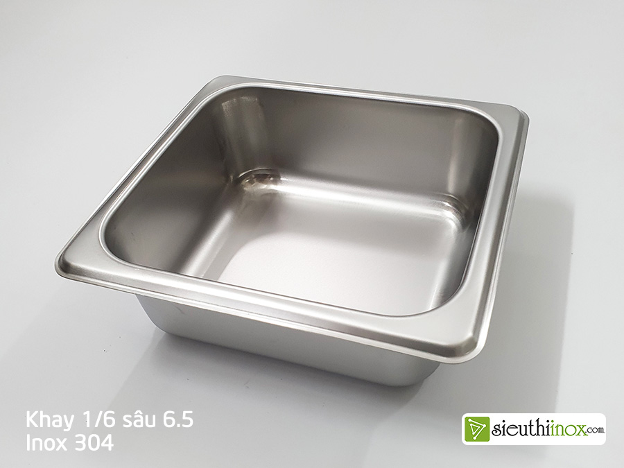 Khay đựng topping buffet GN 1/6, inox 304