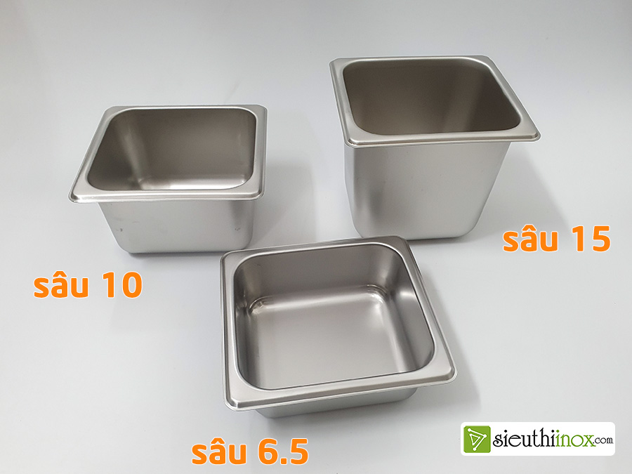 Khay đựng topping buffet GN 1/6, inox 304