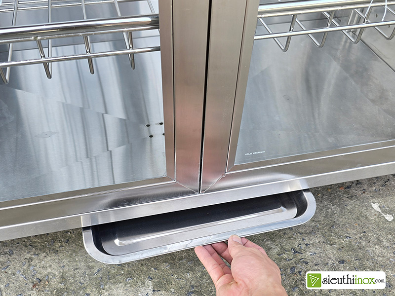 Tủ inox đựng bát đĩa cánh kính kt 80x42cm