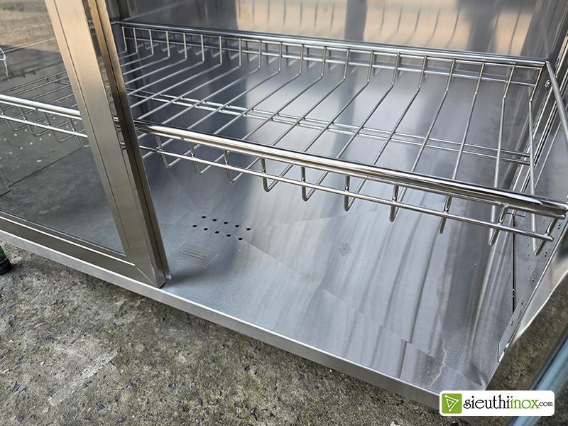 Tủ inox đựng bát đĩa cánh kính kt 80x42cm