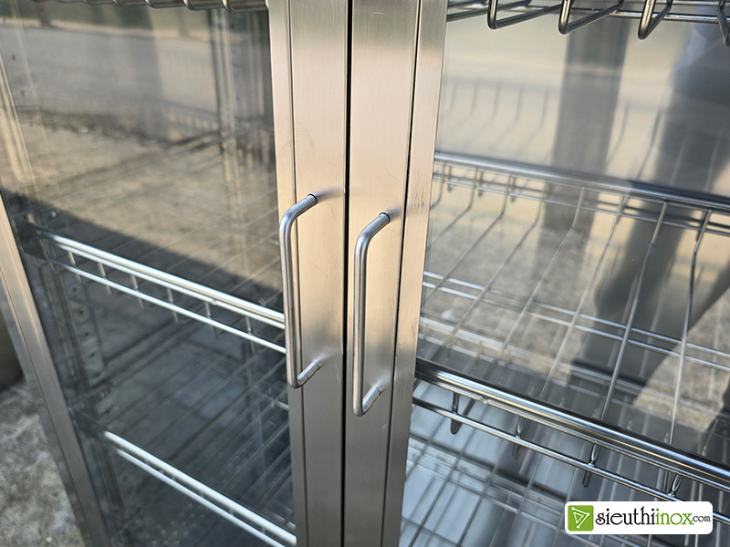 Tủ inox đựng bát đĩa cánh kính kt 80x42cm