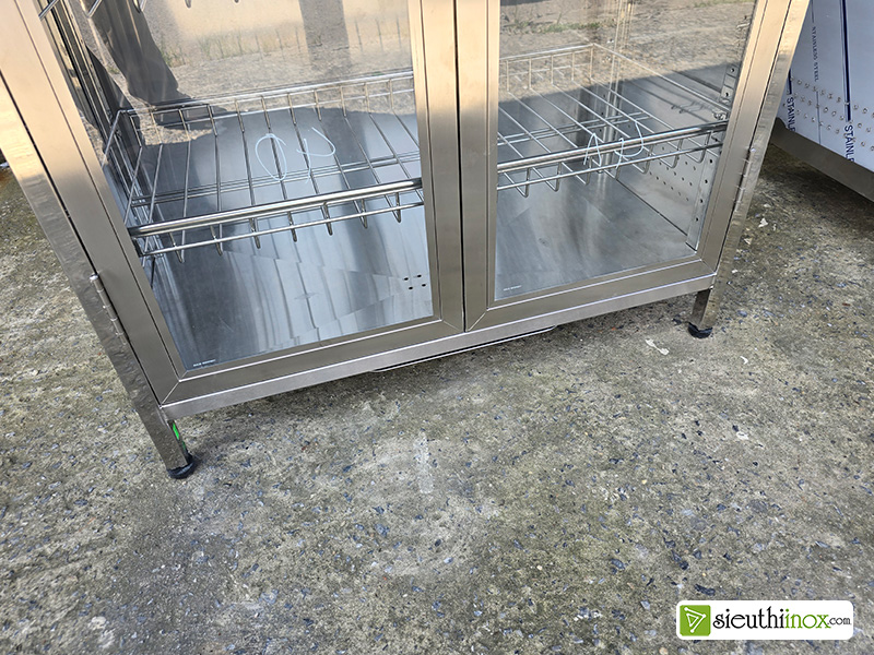 Tủ inox đựng bát đĩa cánh kính kt 80x42cm
