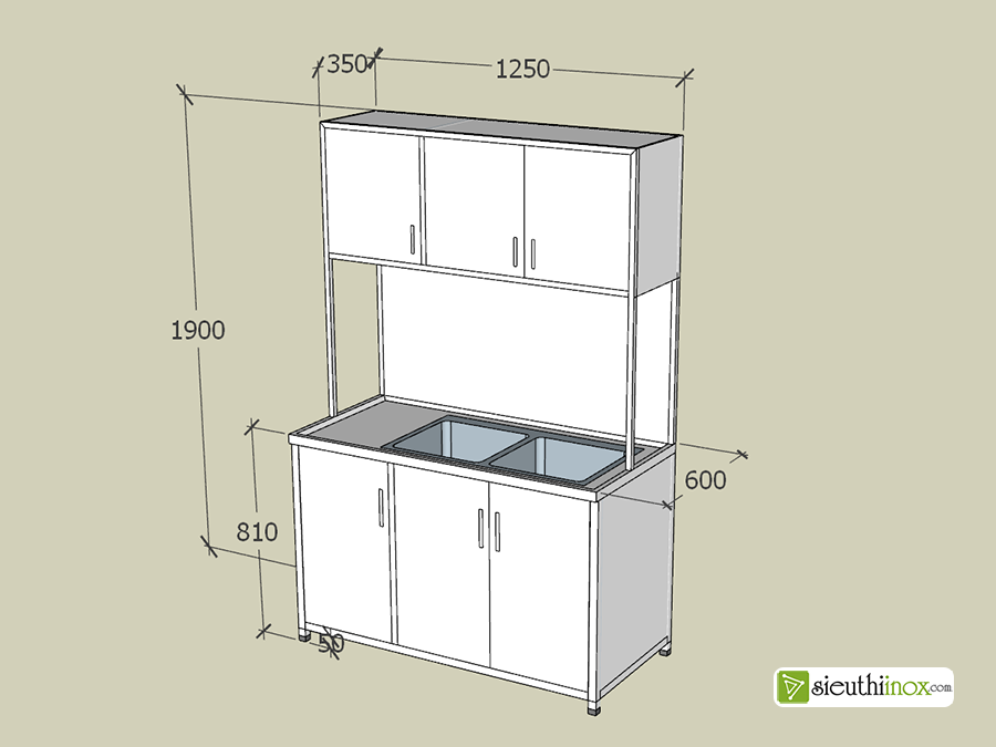 bản vẽ 3d mẫu tủ chậu rửa và tủ chạn bát kết hợp