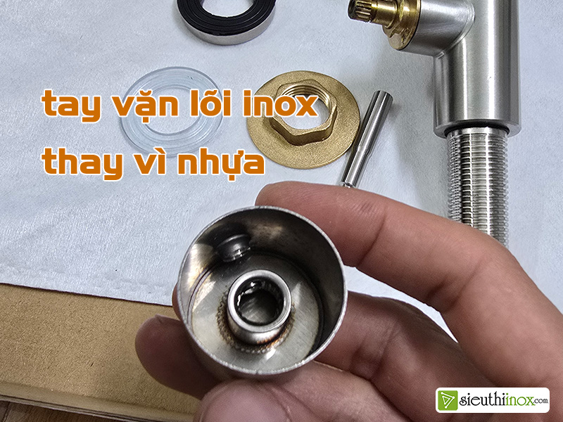 vòi rửa bát inox 304 chuẩn, tán đồng