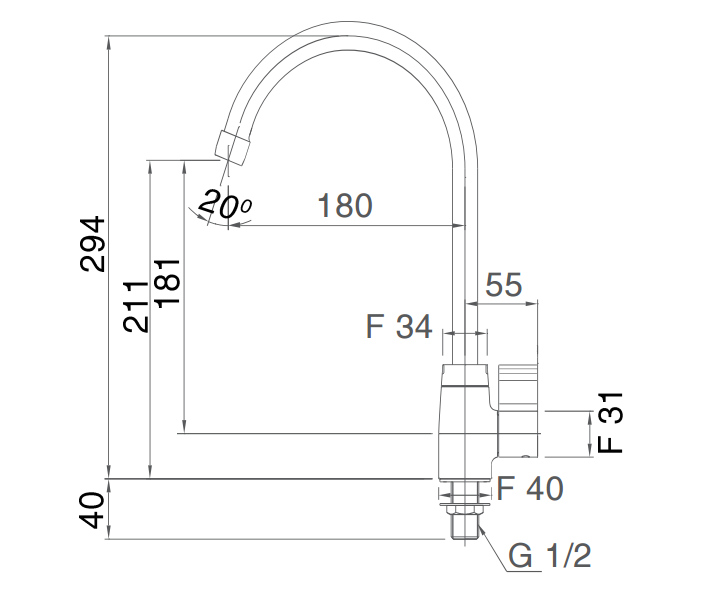 Kích thước vòi rửa bát SFV-21