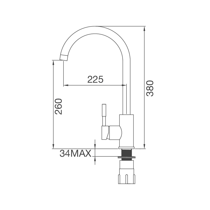 kích thước vòi rửa chén bát Malloca K569-SN