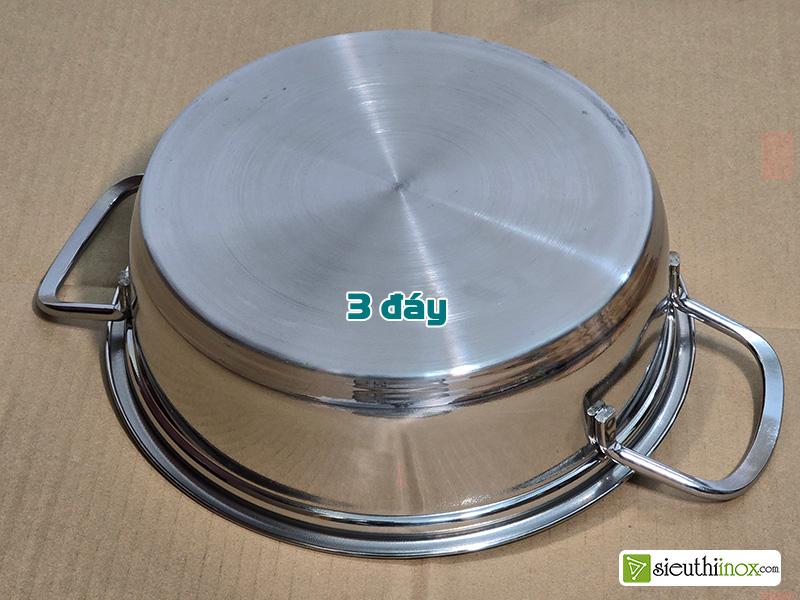 Nồi inox 3 đáy nắp kính inox 304