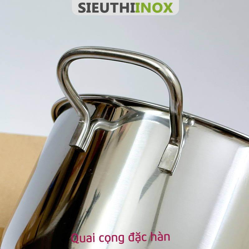 nồi inox 3 đáy 24cm, fivestar, nắp kính