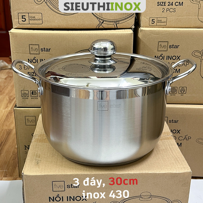 Nồi inox 3 đáy Fivestar, 30cm, inox 430