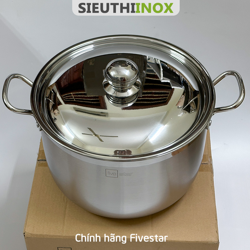 Nồi luộc gà inox 32cm, 3 đáy, Fivestar